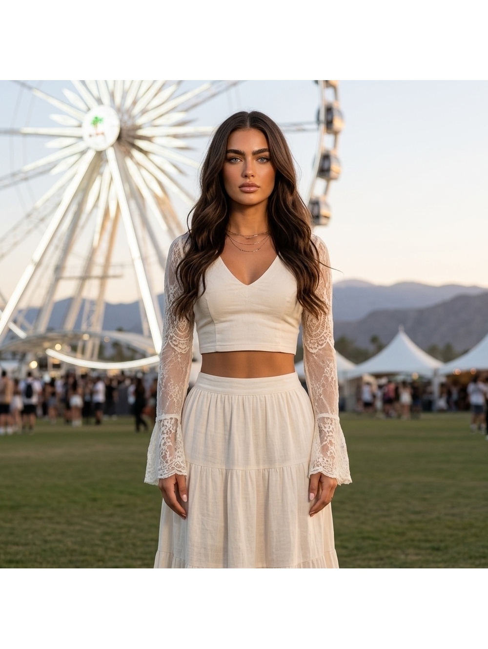 Free People White Boho Lace Cropped Top